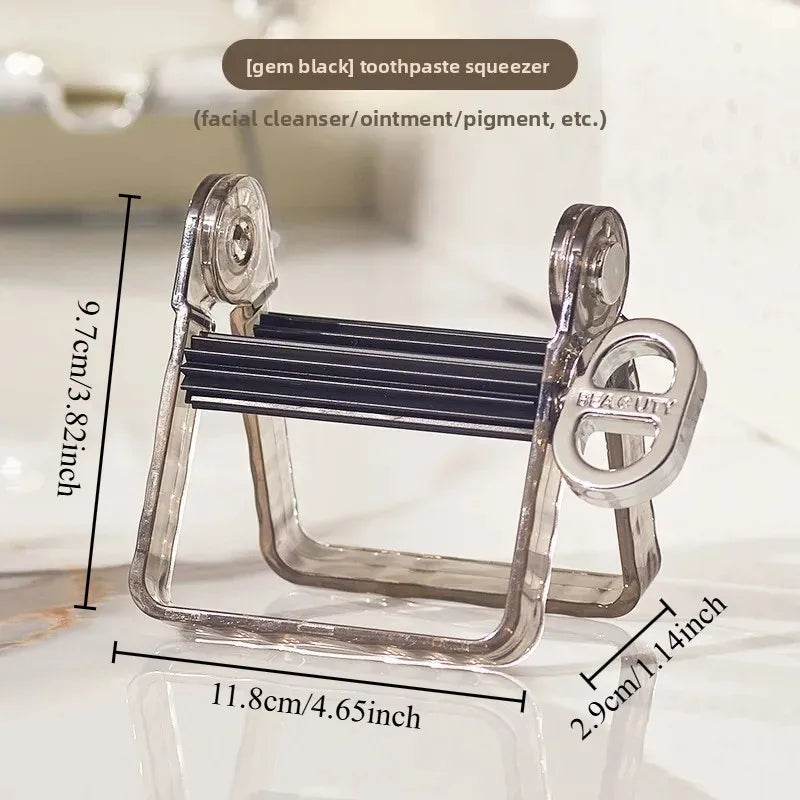 1pcs Rolling Tube Squeezer Toothpaste Dispenser Holder Multi-Purpose Cosmetic Cream Squeezer for Bathroom Makeup Organize Oasis Select Gem Black