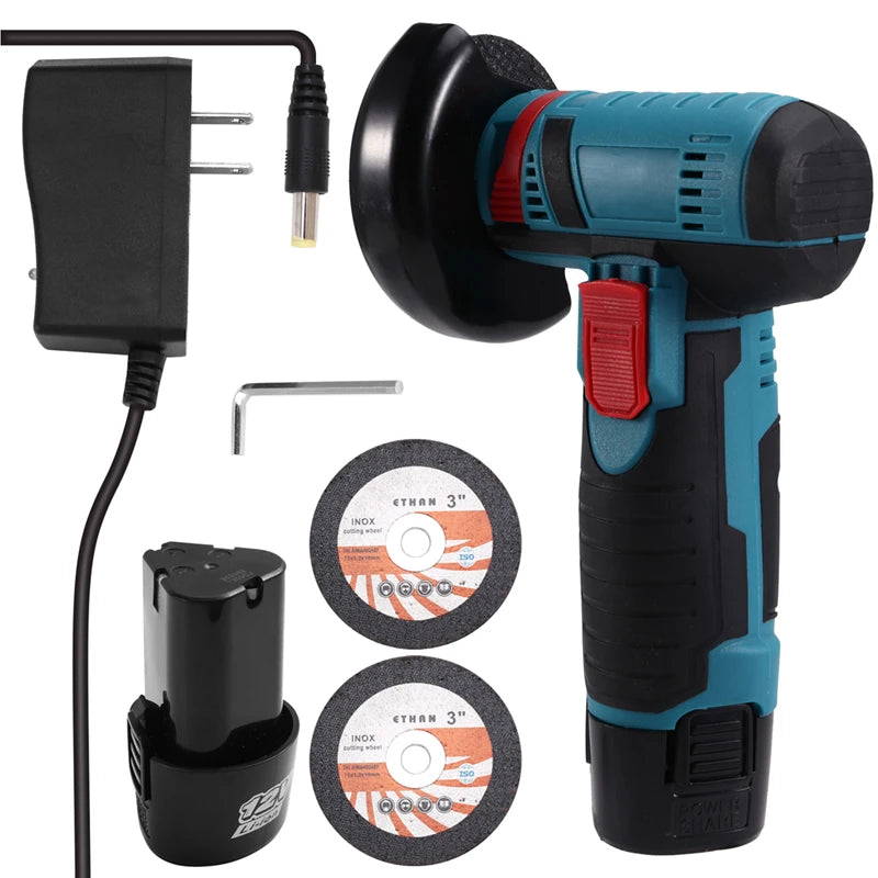 WISH Mini Angle Grinder Mini Household Rechargeable Cutting Polishing Machine Electric Hand Grinder Polishing Machine Oasis Select Blue Black US Plug