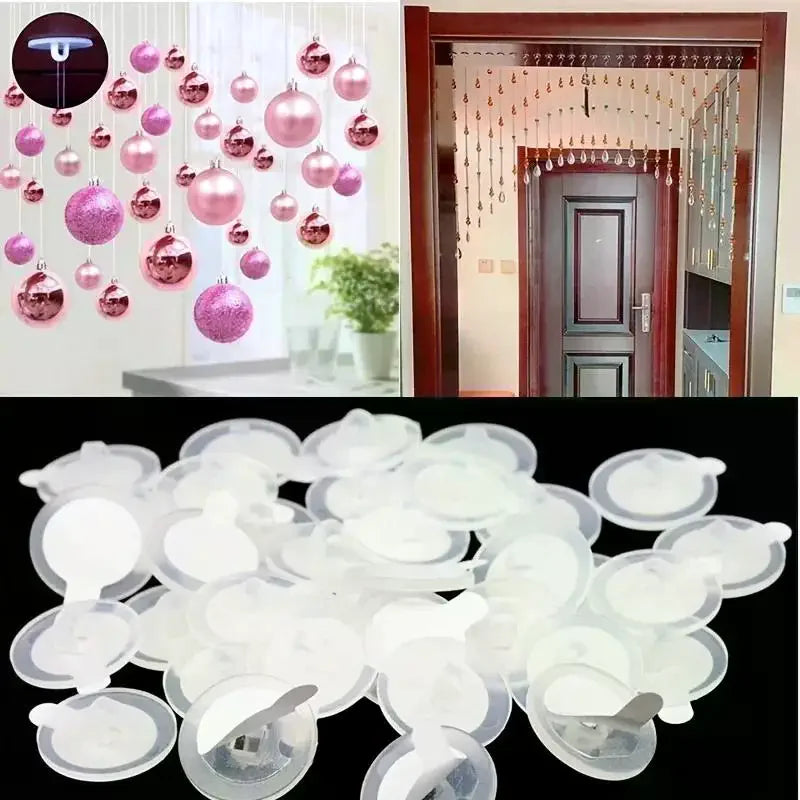 50 Piece Mini Transparent Ceiling Hook Set Self-Adhesive Easy Install Traceless for DIY Party Christmas Hanging Decorations Oasis Select
