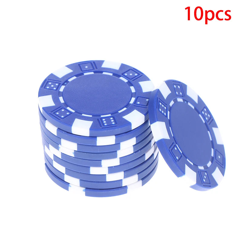 10 Pcs ABS Plastic Casino Texas Hold'em Metal Coins 11.5g Game Chip Set Accessories@#X Oasis Select Dark blue