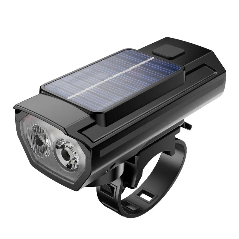 Solar Bicycle Light with Horn 120dB TYPE-C fast Charging MTB Road Bike Front Lamp Flashlight Bicycle Light 1200 mah Oasis Select QD-4602