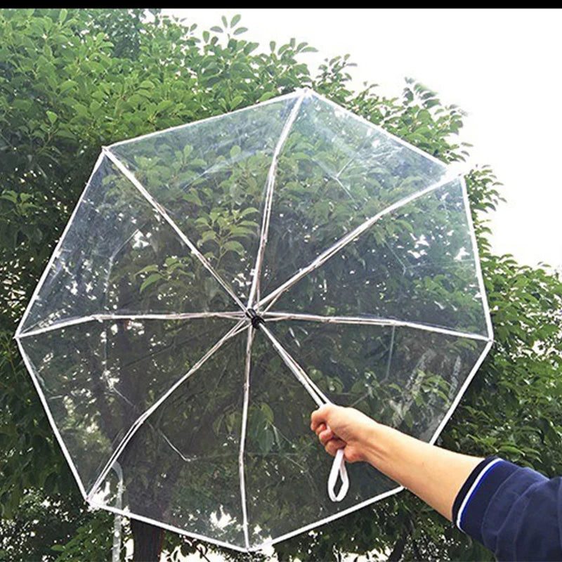 Foldable transparent umbrella fully automatic transparent three-fold sunny umbrella student simple sunny umbrella supplies Oasis Select