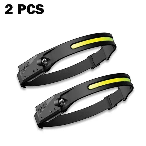 Powerful LED Induction Headlamp XPE+COB Head Flashlight USB Rechargeable Camping Fishing Search Light Waterproof Headlight Oasis Select 2PCS