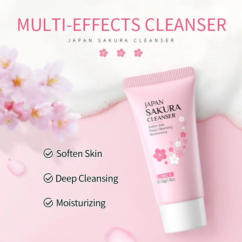 Laikou Sakura Facial Cleanser 50g Deep Pore Cleansing Oil Control Moisturizing Brightening Gentle Face Wash All Skin Types Oasis Select