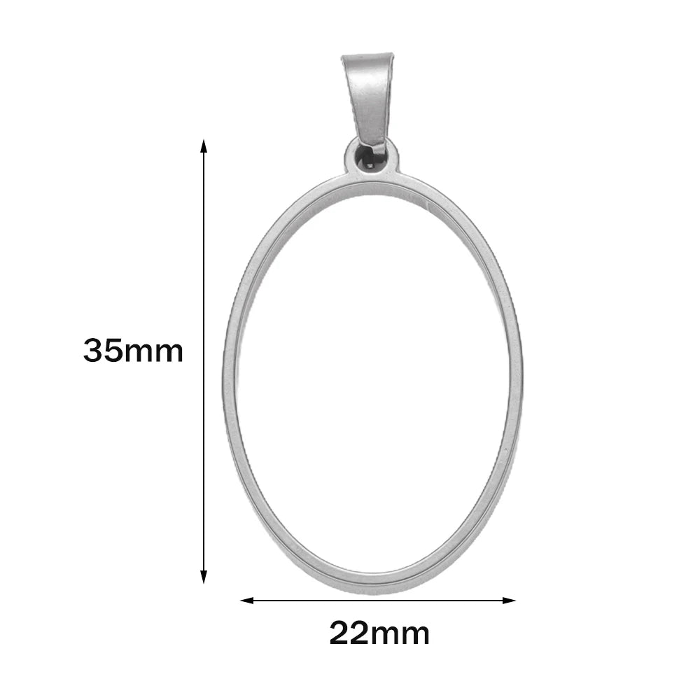 5pcs Stainless Steel Open Back Resin Molds Pendants Blanks Frame Hollow Bezel Charms for Earrings Necklace Bracelet DIY Making Oasis Select ST Oval 22X35mm