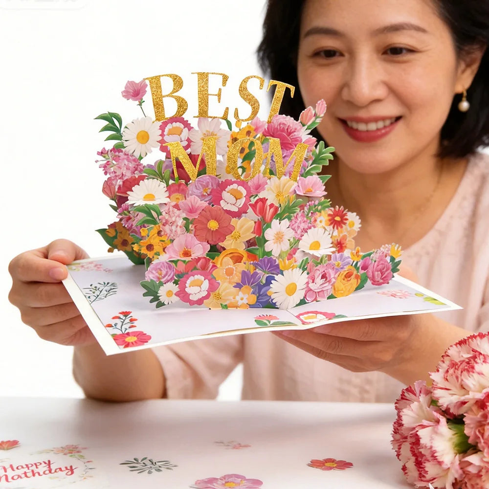 3D Pop-Up Greeting Card with Envelope Mothers Day Gift for Mom Thanksgiving Perfect Floral Heart Design Surprise Keepsake Oasis Select