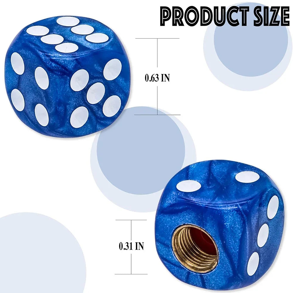 4PCS Pearl Pattern Dice Tire Valve Stem Caps Universal Tire Valve Stem Covers for Cars, SUV, Trucks, Bikes, Motorcycles Bicycles Oasis Select