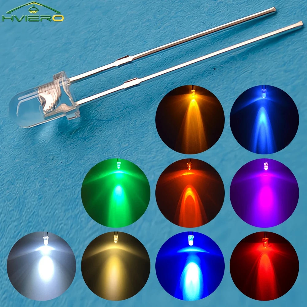 3mm Round LED Assortment Kit – Multi-Color Super Bright Diodes