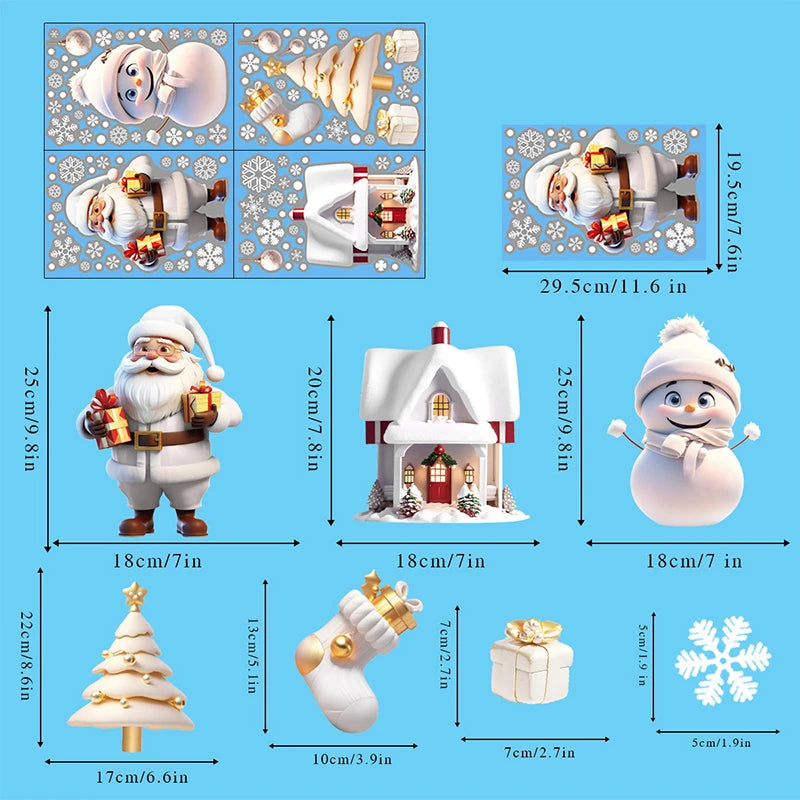 Christmas Snowman Santa Electrostatic Window Decals | 2/4 PCS