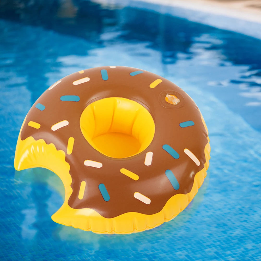 Cartoon Donuts Cup Cushion Multicolor Water Inflatable Coasters Portable Inflatable Circle Coasters for Holiday Birthday Party Oasis Select