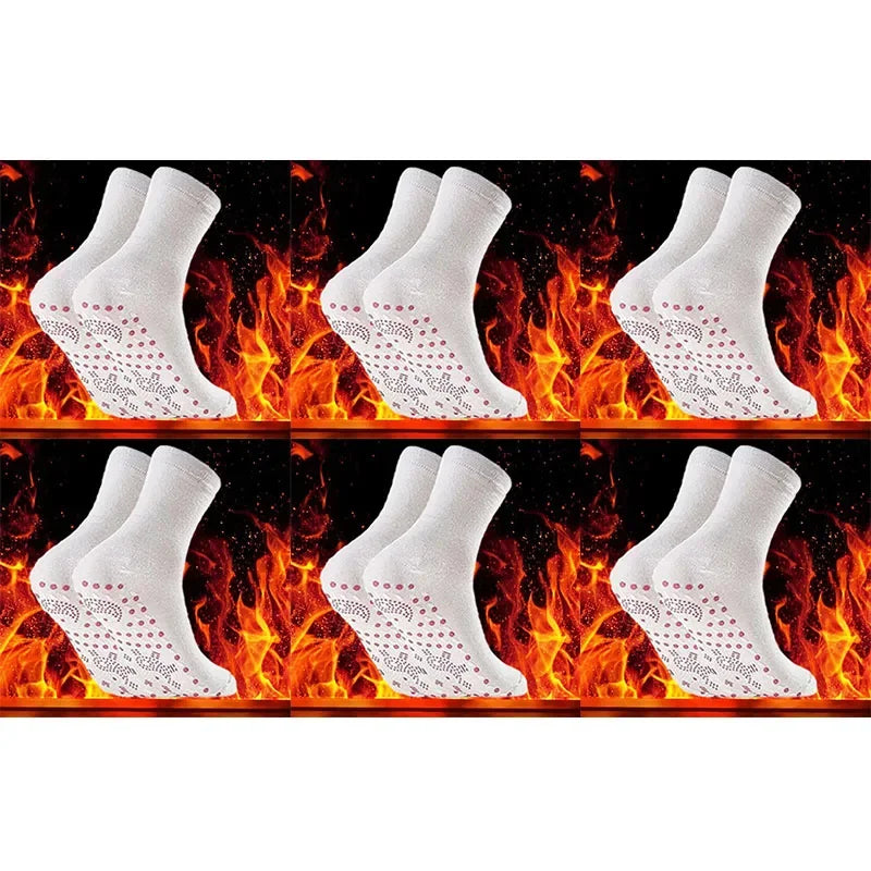 9/6/3/1Pairs Magnetic Socks Self Heating Therapy Magnetic Therapy Pain Relief Socks Woman Men Self-Heating Socks Oasis Select 6 pairs-white
