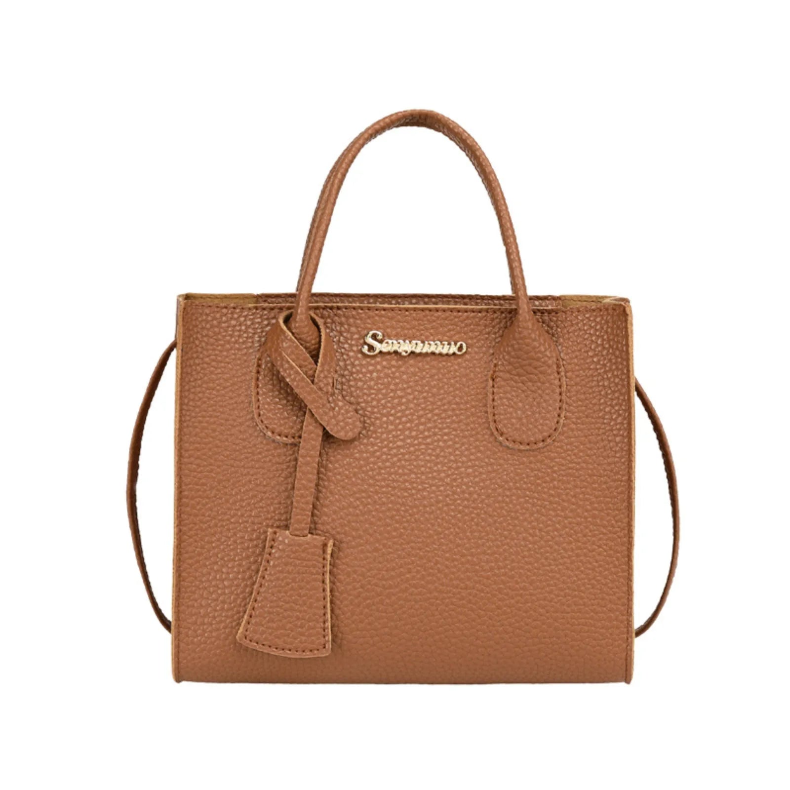 Women's Large PU Leather Tote Shoulder & Crossbody Handbag Tote Crossbody Handbag Oasis Select Brown One Size