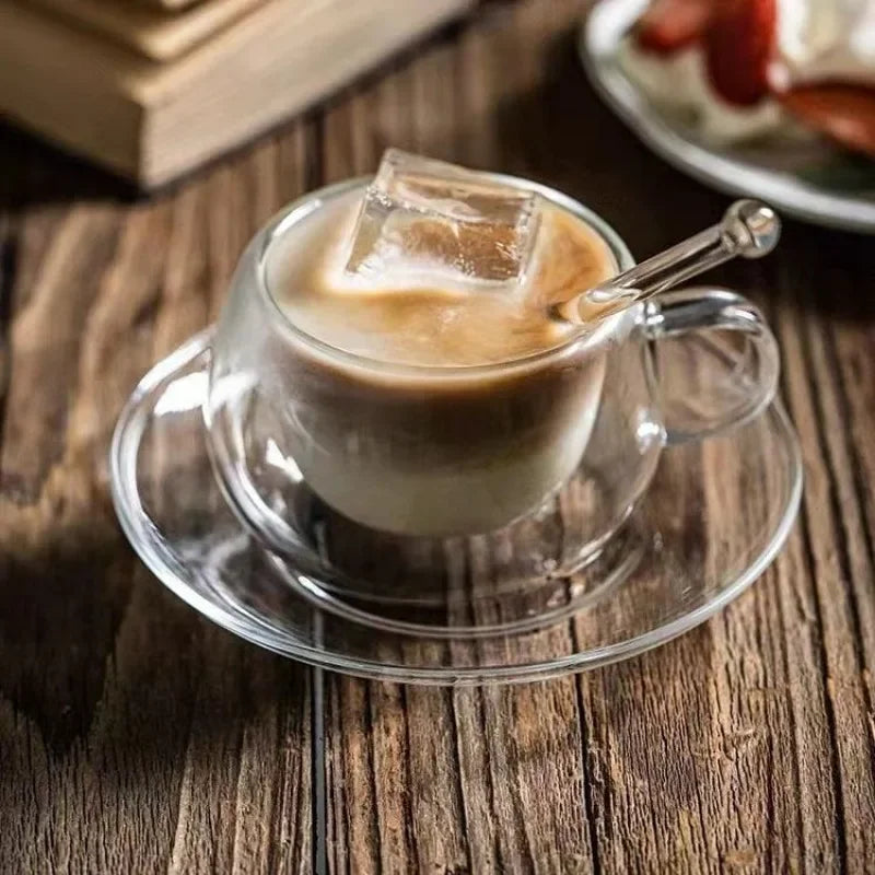 150/300ml Double Bottom Wall Glass Coffee Cup Whiskey Tea Thermal Heat Resistant Cocktail Vodka Shot Wine Mug Tumbler Set Oasis Select