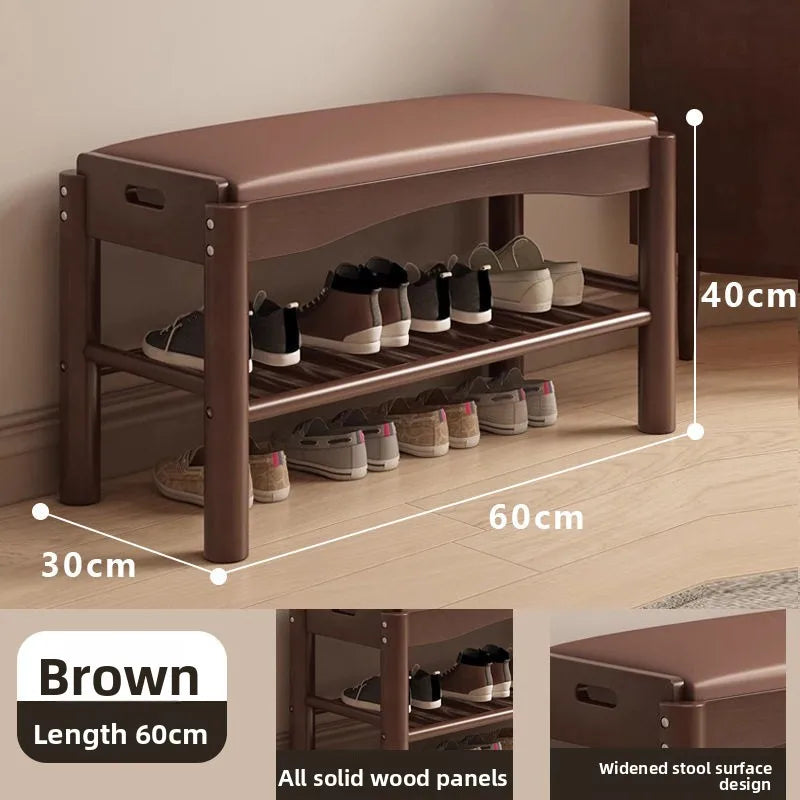 Shoe changing stool entrance Household shoe stool entrance door can sit shoe cabinet sitting stool integrated solid wood bench Oasis Select 60 long brown pads