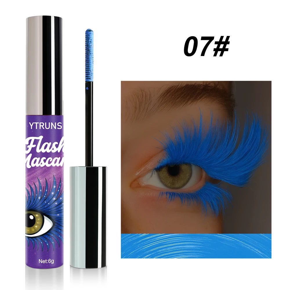 7 Color Shimmer Glitter Mascara – Waterproof Lengthening Formula