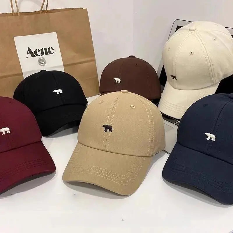 Unisex Baseball Cap With Bear Design Soft Khaki Fabric Baseball Cap Stylish Oasis Select