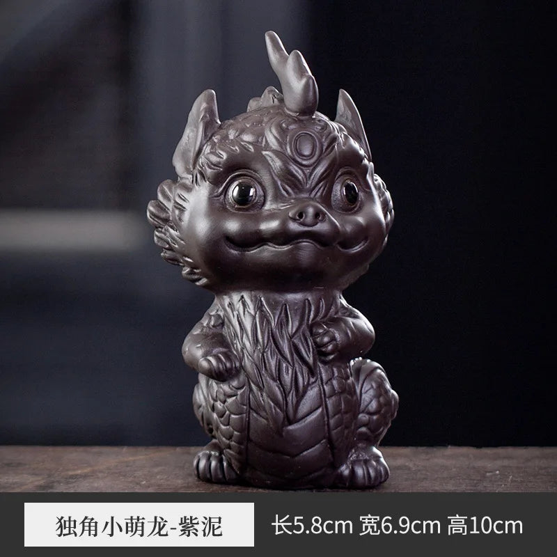 Lucky Purple Clay Cute Pixiu Tea Pet Ornament Premium Nurturable Creative Personalized Tea Play Tea Table Tea Set Accessories Oasis Select Girl-purple Clay 1