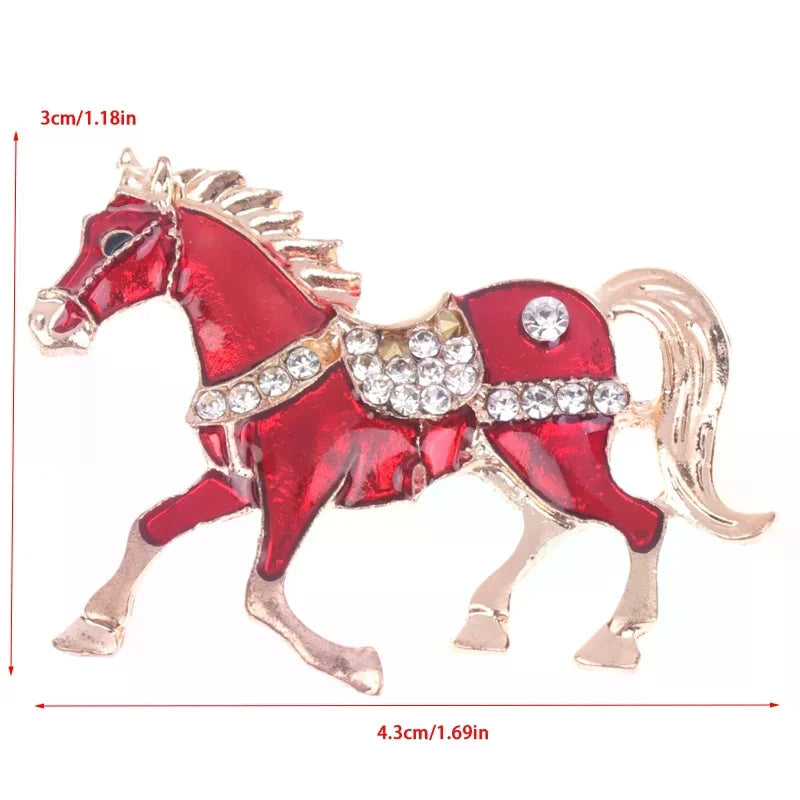 Classic Rhinestone Horse Brooches For Women Versatile Animal Lapel Pins Clothing Corsage Jewelry Accessories New Year Gifts Oasis Select