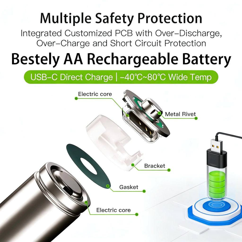 Rscrola 1.5V Li-ion Rechargeable AA Batteries 13600mAh High Capacity Long Lasting AAA Battery For Electric Toy/Light/Household Oasis Select