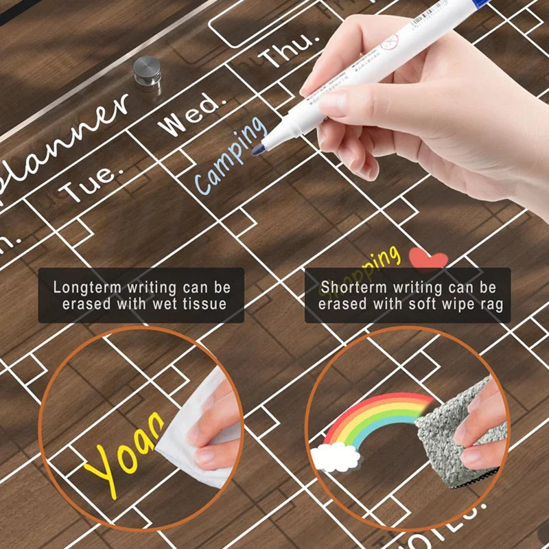 1Set Magnetic Acrylic Calendar For Fridge Clear Fridge Calendar And Memo Magnetic Planning Boards Set Colorful Oasis Select