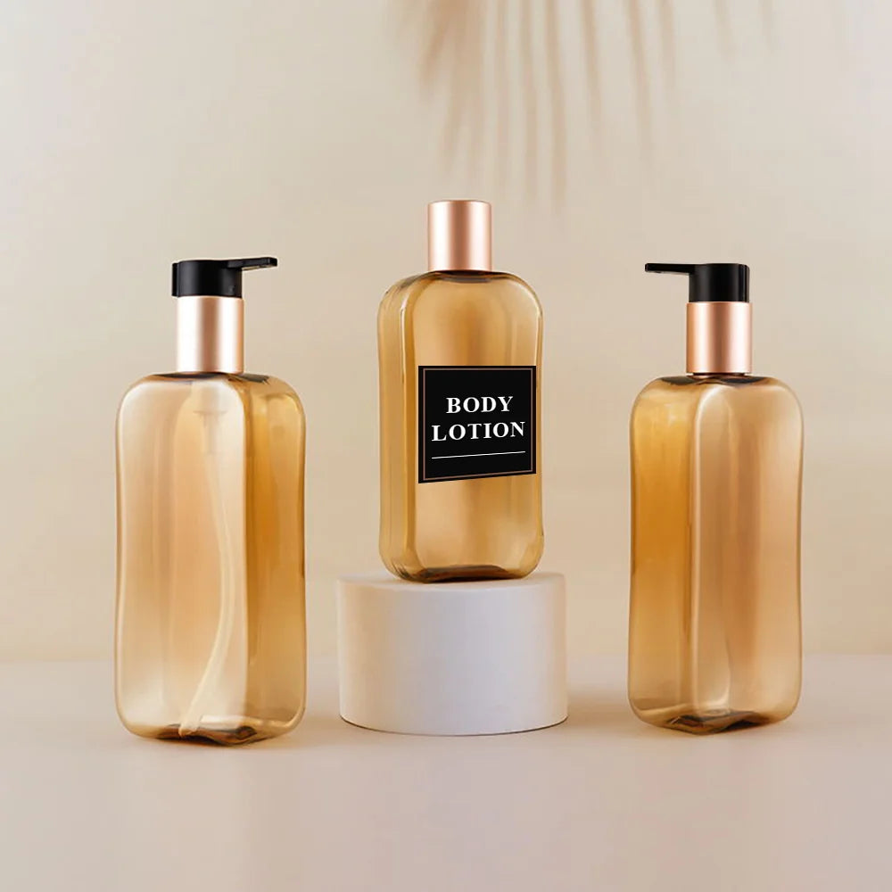3PCS 17.6 UK FL OZ Bathroom Soap Dispenser Reusable Hand Pump Dispenser Bottle Bathroom Shower Gel Shampoo Bottle Container Oasis Select yellow-3PCS 500ml