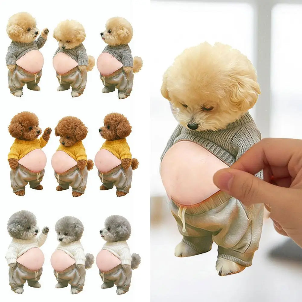 Shiba Inu Teddy Dog Belly Stickers Cute Puppy Wearing Outfit Silicone Self-Adhesive Stress Relief For Home Decor & Phone Oasis Select