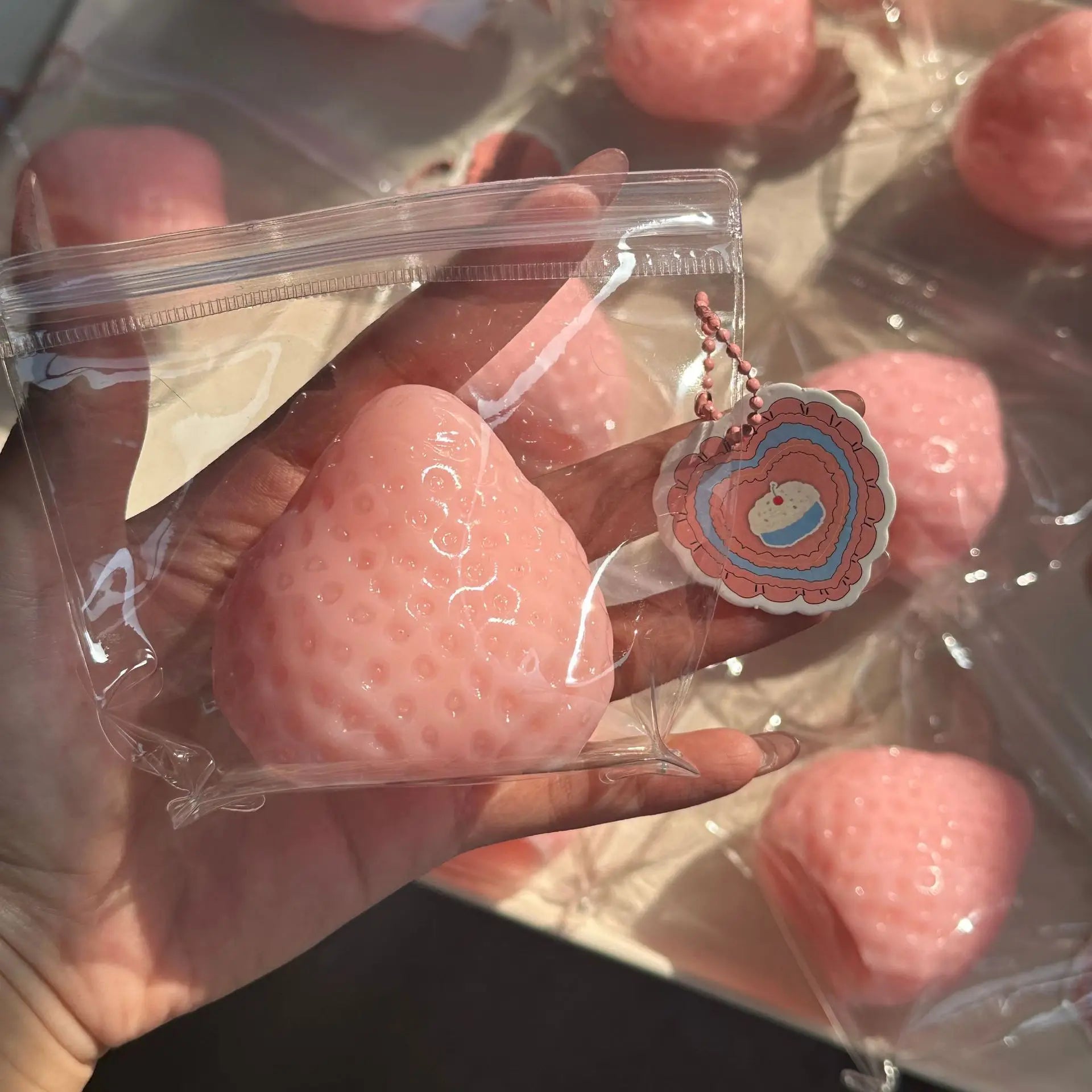 Strawberry Taba Squishy Fidget Toy - Slow Rebound Stress Relief Toy for Kids, Adults, Office & Party Favors - Squeeze Gift Oasis Select Pink