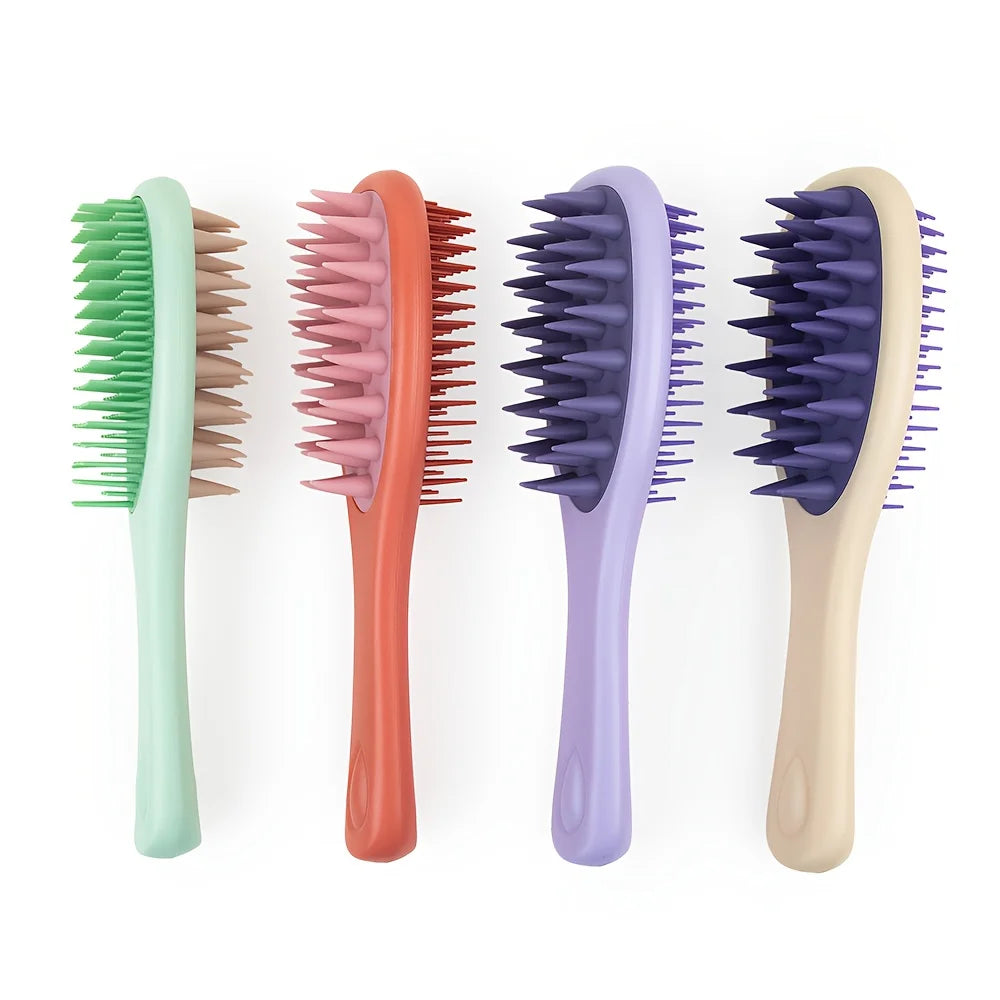 Long Handled Double-sided Scalp Massage Hair Brush -Sided Silicone Bristles and Scalp Massager,Suitable for Both Dry and Wet Use Oasis Select