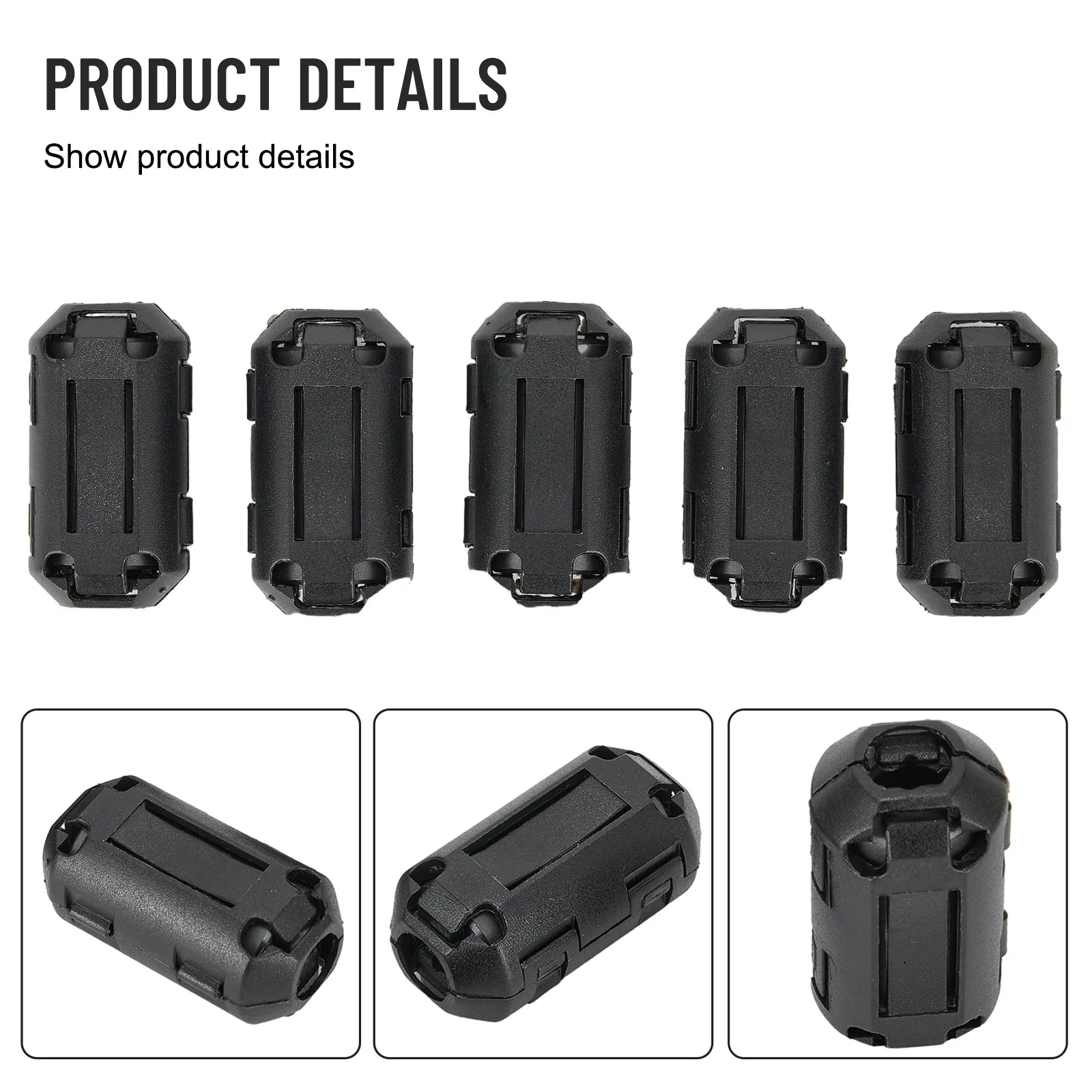 5Pcs 3.5/5/7/9/13mm Toroidal Core Ferrite Bead Clip Choke EMI RFI Noise Filter Clip For USB/Video Cable Power Cord Oasis Select