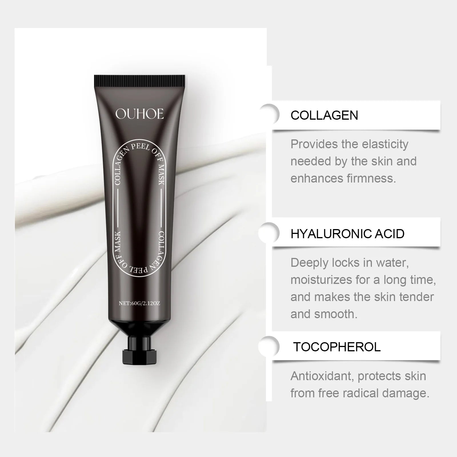 Hyaluronic Acid Facial Mask Moisturizer Skin Tightening Remover Blackheads Face Pore Cleaning Collagen Face Tear Peel off Masks Oasis Select