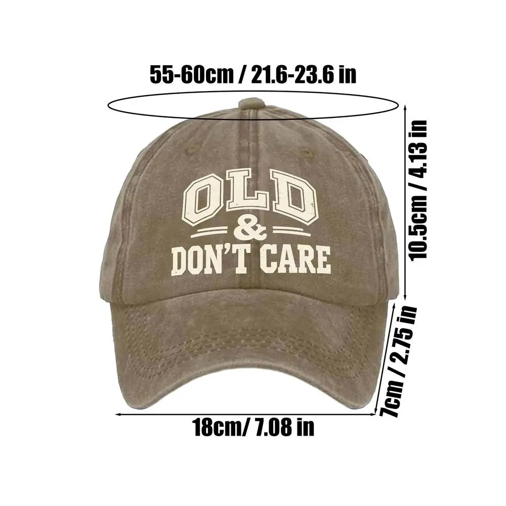 Vintage Baseball Caps Retro OLD Dont Care printing Hat Unisex Style Distressed Washed Headwear Outdoor All Seasons Travel Hats Oasis Select Khaki