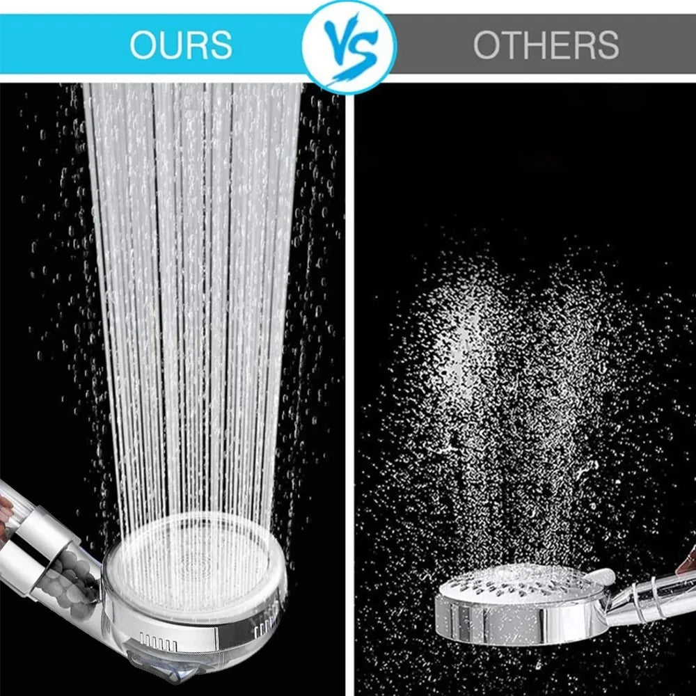 3 Functions High Pressure SPA Shower Head Water Saving Handheld Rainfall Bathroom Accessory Anion Filter Shower Oasis Select