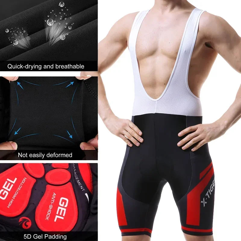 X-TIGER Men's Cycling Bib Shorts Summer Bike Breathable Polyester Sports Shorts 5D Gel Padded Tights Man Lycra Bicycle Shorts Oasis Select