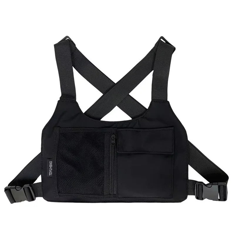 Unisex Hip-Hop Streetwear Chest Rig Bag High Quality Nylon Multi-function Tactical Vest Backpack for Outdoor Sports Travel Oasis Select Black 34CMX20CMX1CM