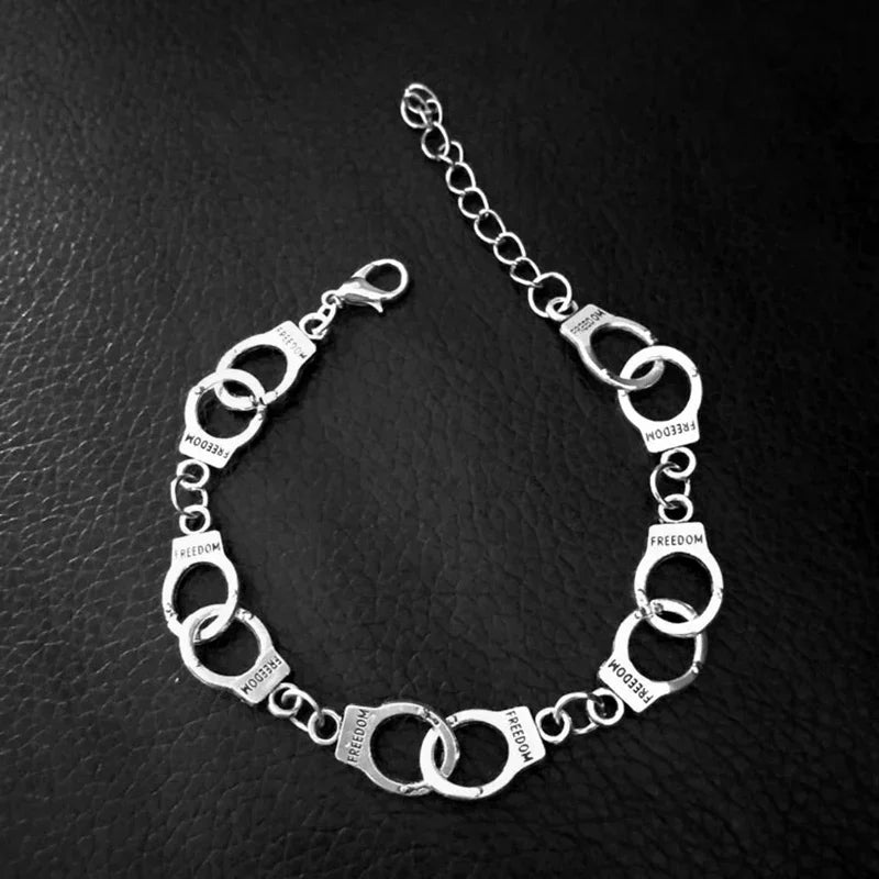 Fashion Punk Freedom Handcuffs Bracelet Lover Couple Chain Bangle Jewelry Gift Oasis Select