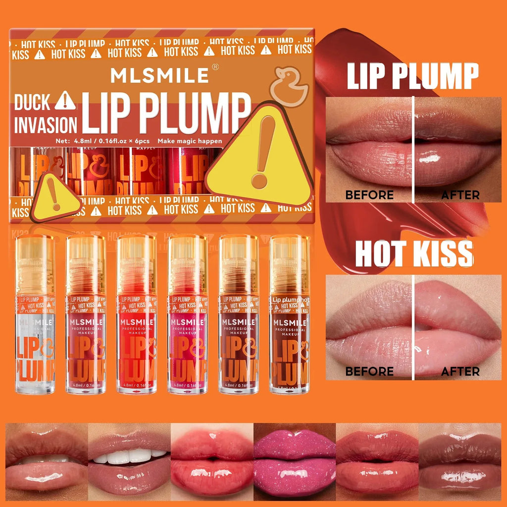 MLSMILE Lip Plumper Gloss Oil Set – Mirror Shine, 6 Piece
