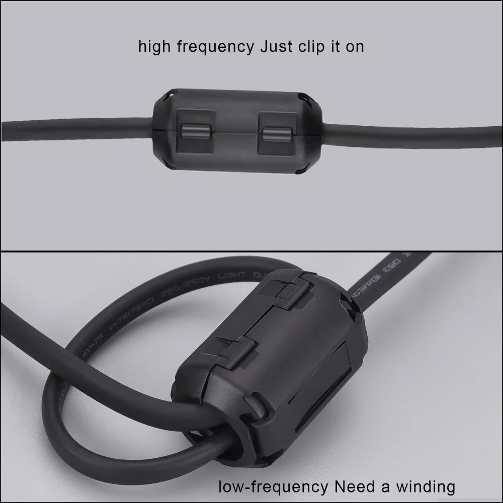 For 3.5/5/7/9/13mm Black Cable Connector Filters Holder Ring Core Ferrite Bead Clamp Choke Coil EMI RFI Noise Filter Clip Snap Oasis Select