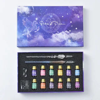 Starry Sky Glass Pen Set Signature Pen Crystal Student Dip Pen Glass Dip Pen Stationery Gift Pen Oasis Select 4