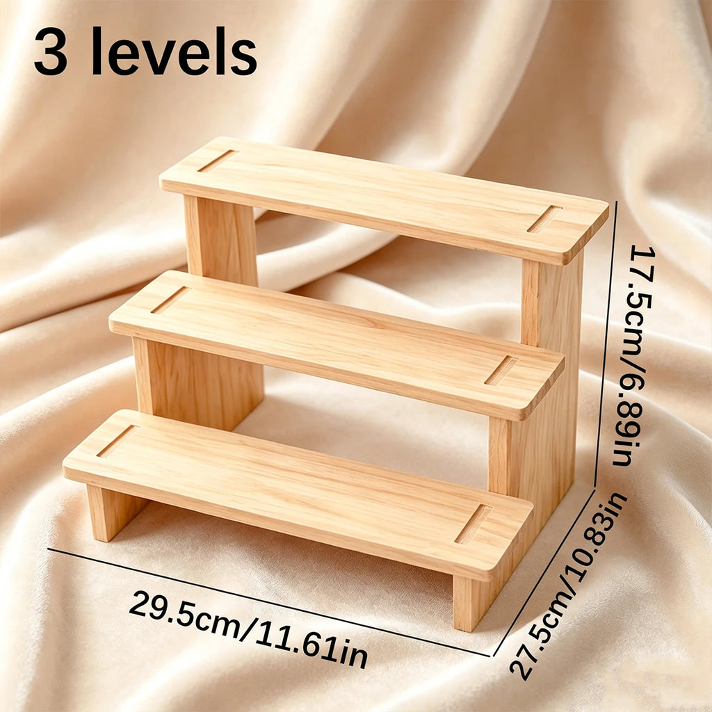 1pc multilayer wooden jewelry storage rack earrings necklace jewelry display rack stepped desktop perfume jewelry support Oasis Select 3layers