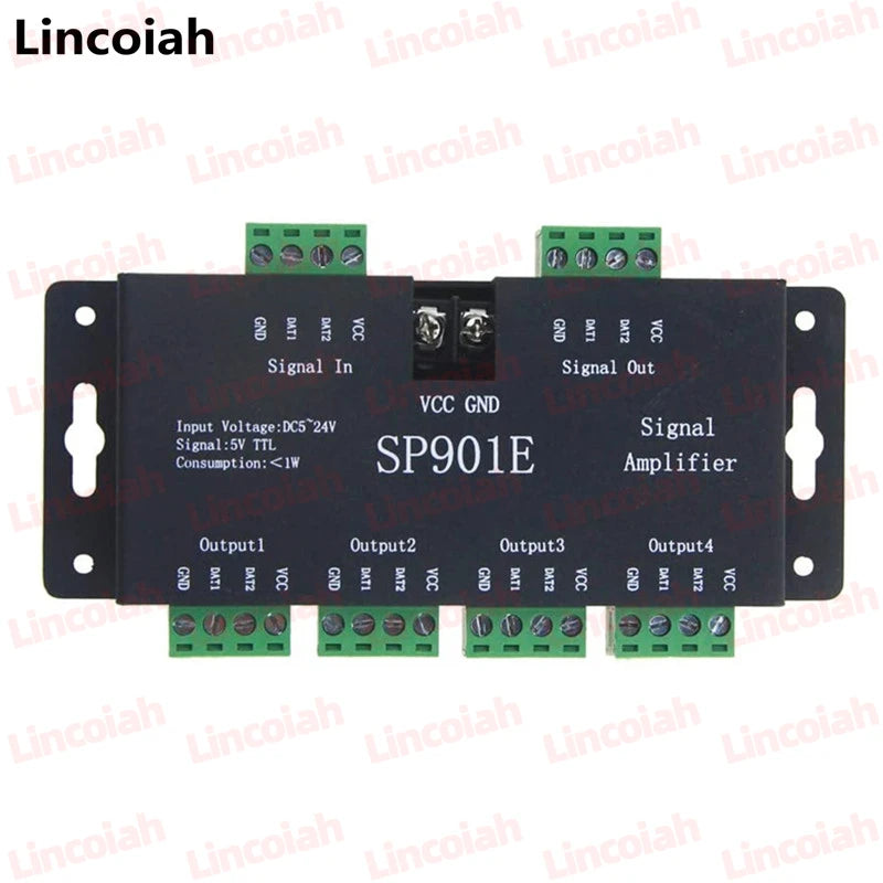 SP901E SPI Signal Amplifier Repeater for WS2812B WS2811 WS2813 RGB Addressable LED Pixel Strip Programmable Matrix Panel Light Oasis Select SP901E