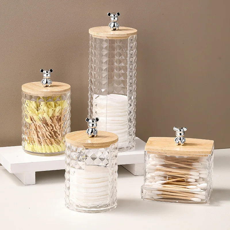 Acrylic storage box, home desktop bear-shaped storage container, premium portable transparent desktop organiser Oasis Select