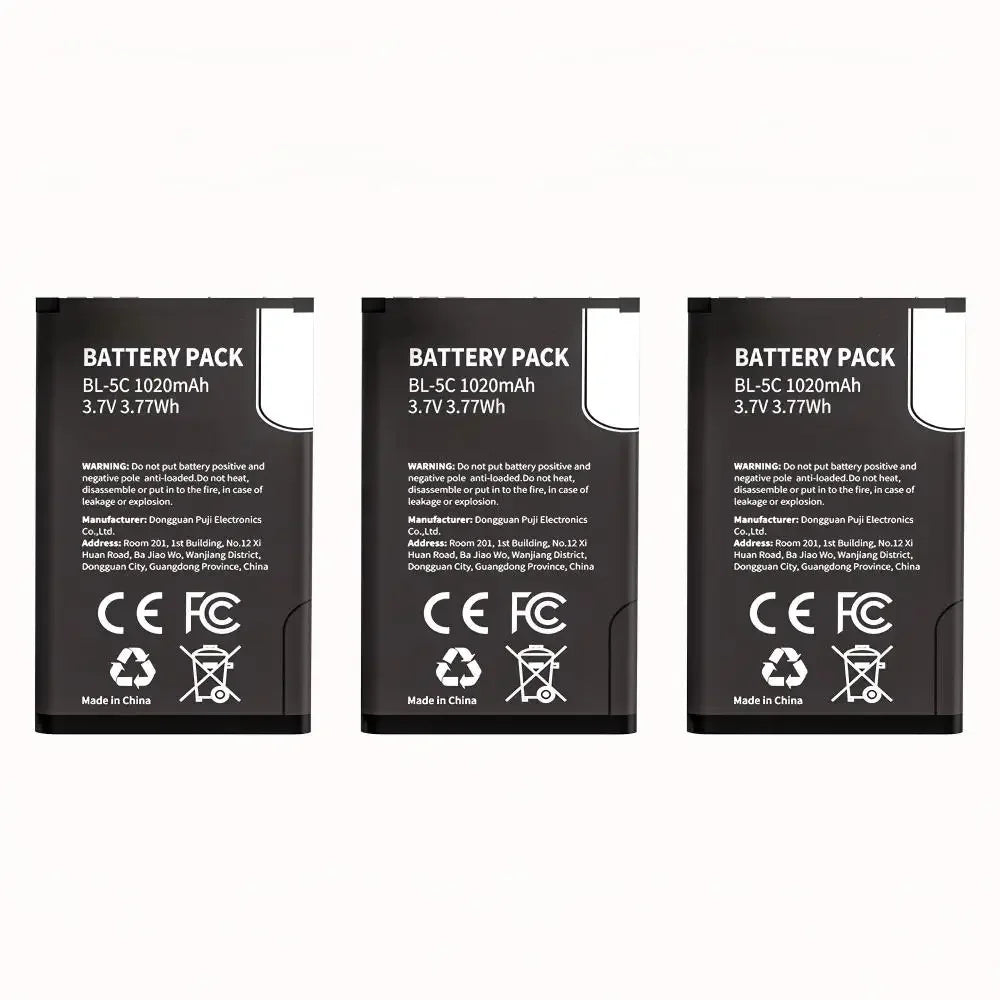 patozm BL-5C Rechargeable Batteries For Broadcast radio / Nokia 1100 1110 1200 1208 1280 1600 2600 2700 3100 3110 5130 6230i Oasis Select 3Pcs battery