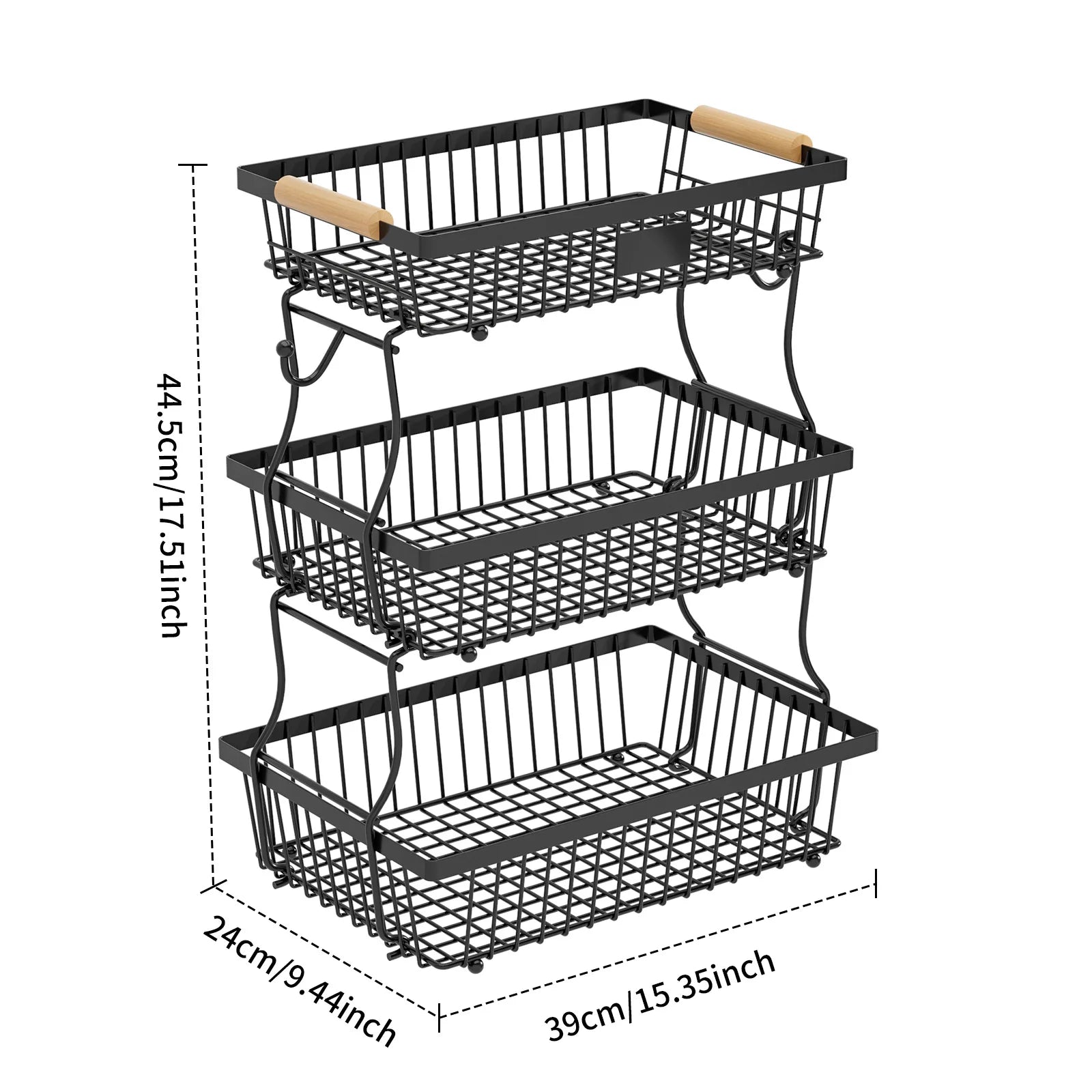 Fruit basket restaurant snack storage fruit basket wrought iron kitchen countertop removable fruit and vegetable storage basket Oasis Select Black three layers