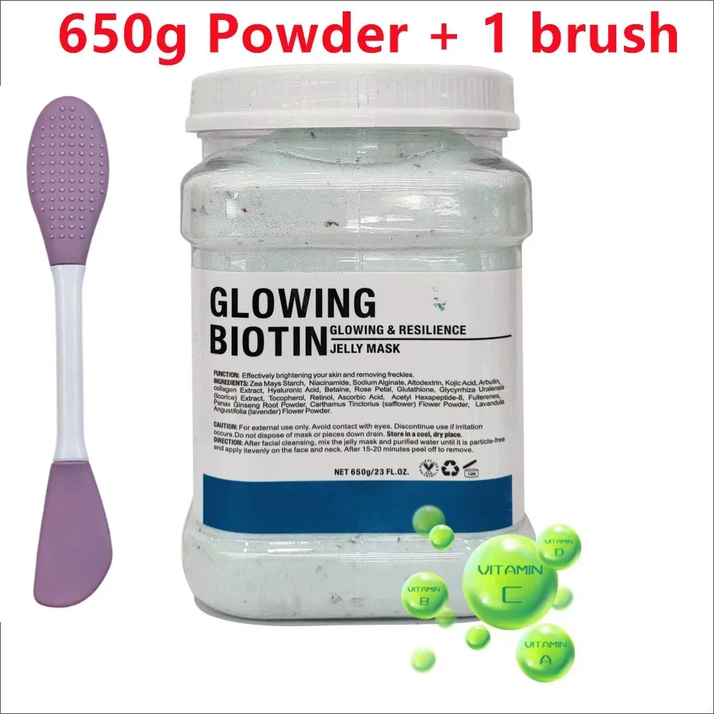 650g Chamomile Hyaluronic Acid Facial Moisturizing Mask Powder with Silicone Brush Increasing Skin Elasticity Rose Jelly Mask Oasis Select B- blotin