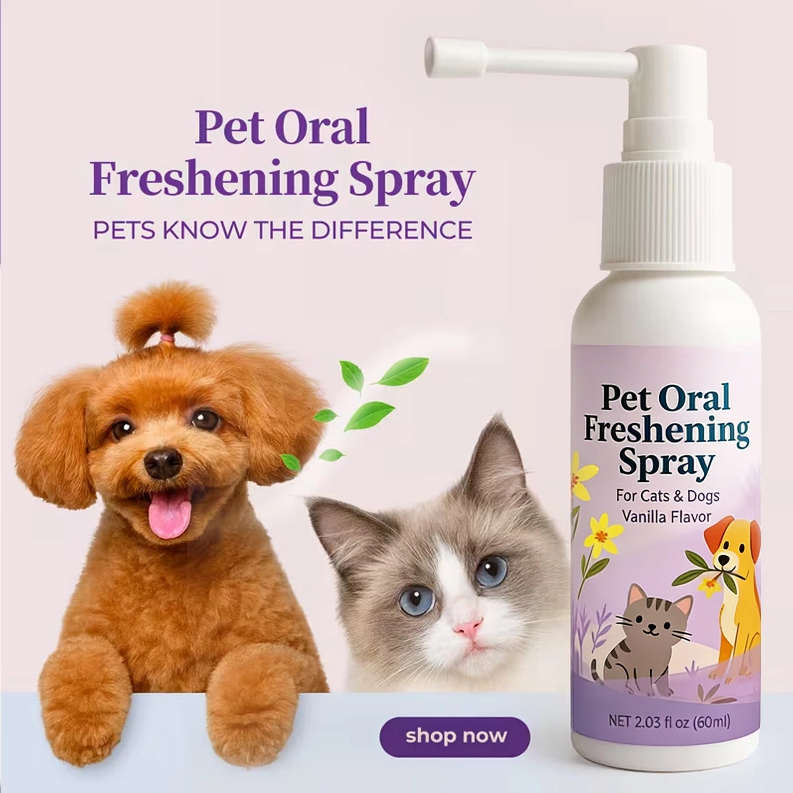 Pet Oral Freshening Spray – Vanilla Dog & Cat Breath Freshener