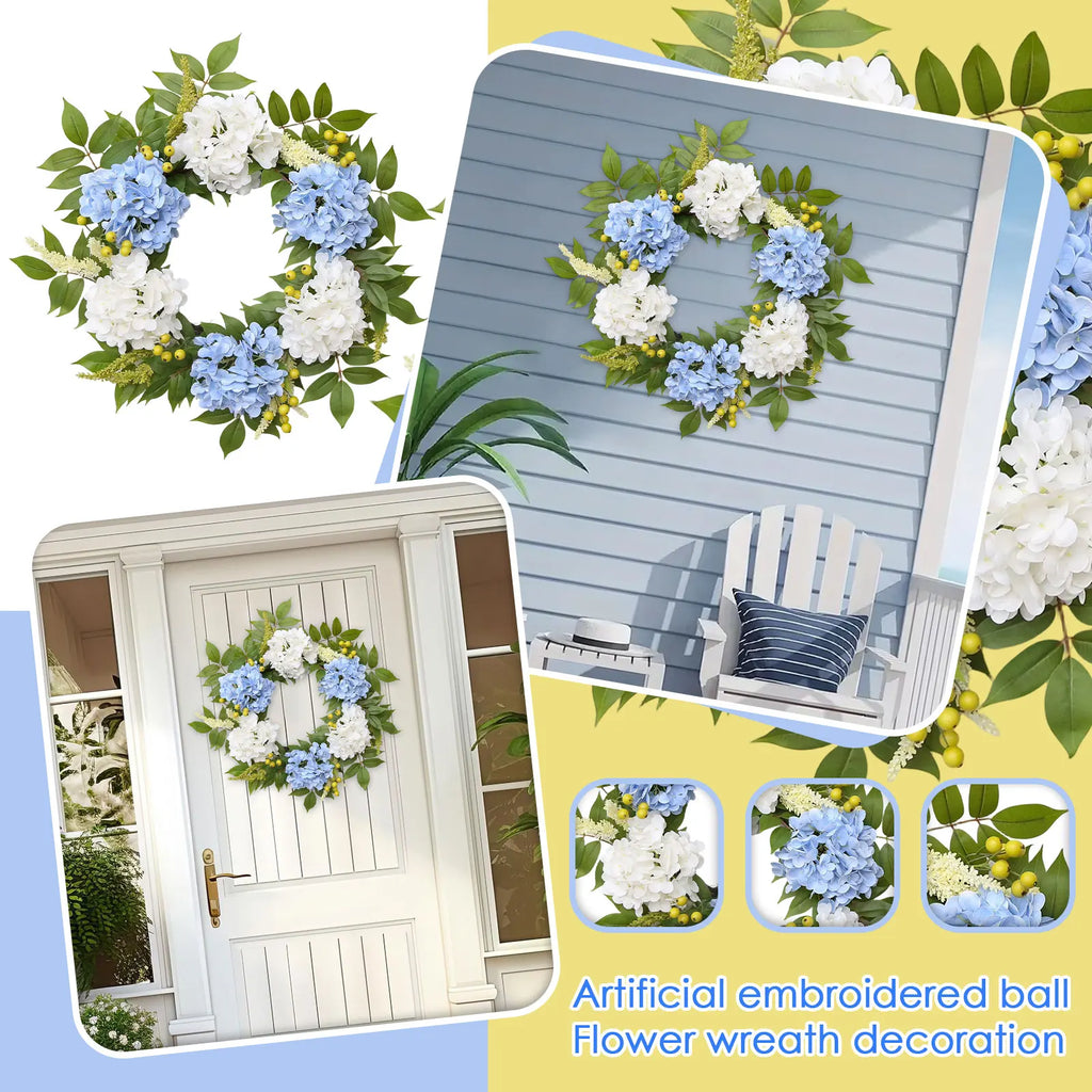 Artificial Hydrangea Wreath – Faux Floral Front Door Decor Decorative Wreath Oasis Select