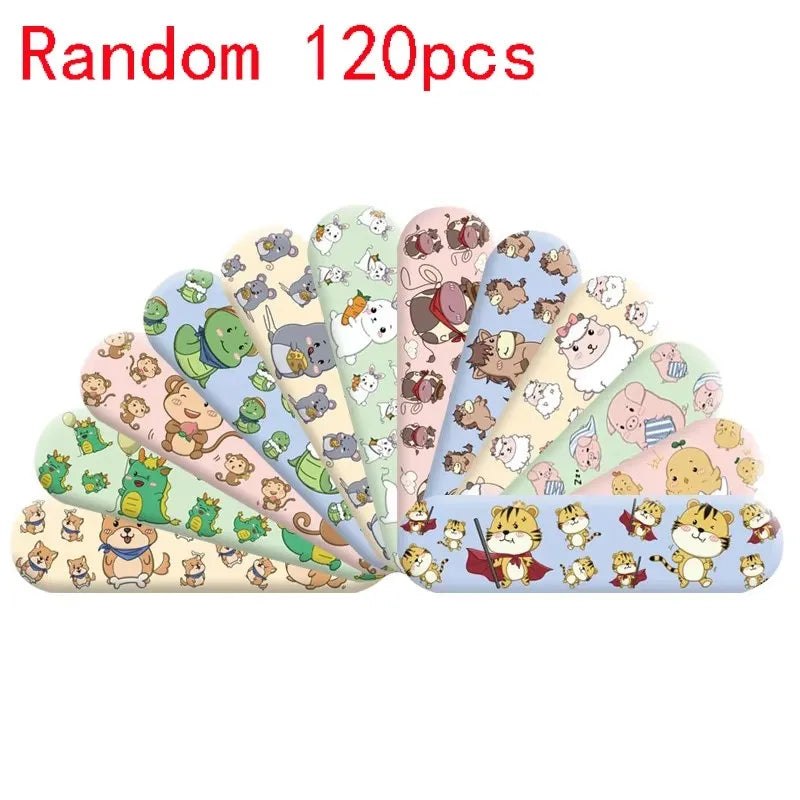60-360pcs Cartoon Animal Pattern Waterproof Hemostasis Kids Band Aid Stickers Adhesive Bandage Strips Plasters for Children Oasis Select 120pcs 2