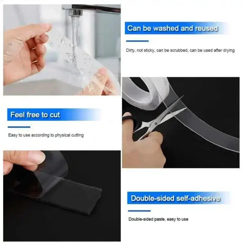 Nano Tape Extra Strong Double-sided Adhesive Tape Kitchen Cabinet Storage Ribbon Multifunctional Waterproof Reusable Wall Sticke