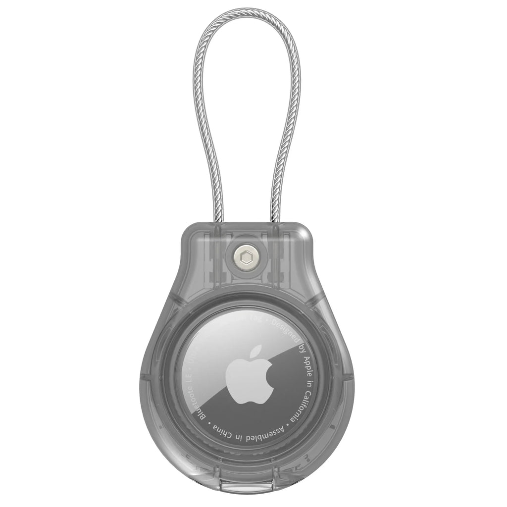 Waterproof Apple AirTag Case with Steel Cable Keychain Holder AirTag Protective Case Oasis Select Transparent Grey