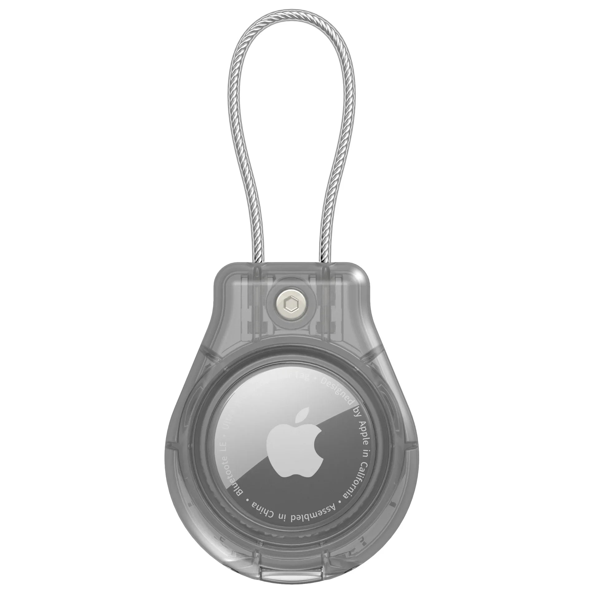 Waterproof Apple AirTag Case with Steel Cable Keychain Holder AirTag Protective Case Oasis Select Transparent Grey
